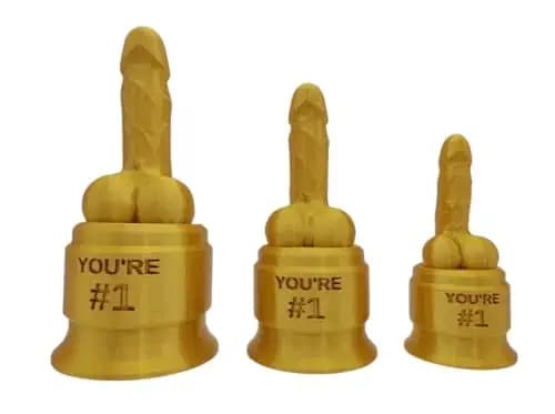 Cursed Penis #1 Trophy | Celebrate Your Awkwardness in Gold | The Ultimate Adult Novelty Gift for Pranksters and Bachelorette Shenanigans | Wall of Shame Decoration