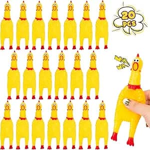20PCS Squeaky Rubber Chickens: The Fowlest Prank Pack for Epic Chicken Wars and Anxiety Relief!