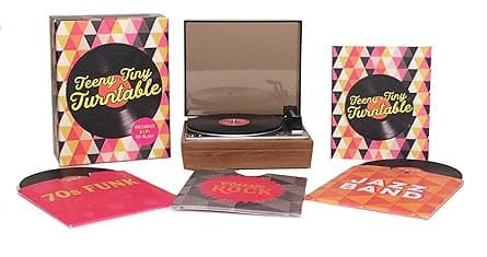 Mini Groove Machine: Your Pocket-Sized Record Player with 3 Adorable LPs!